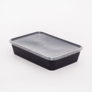 500cc Rectangular Food Container Black Base with Clear Lid 250 sets