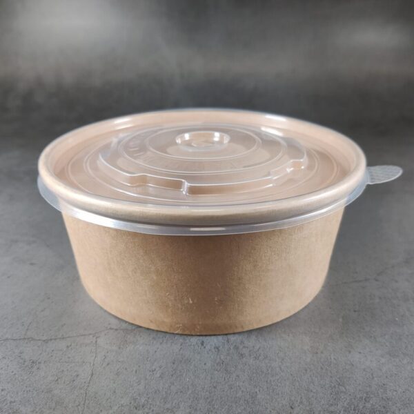 Kraft Paper Food Bowls (1000cc) with lids (300 sets)