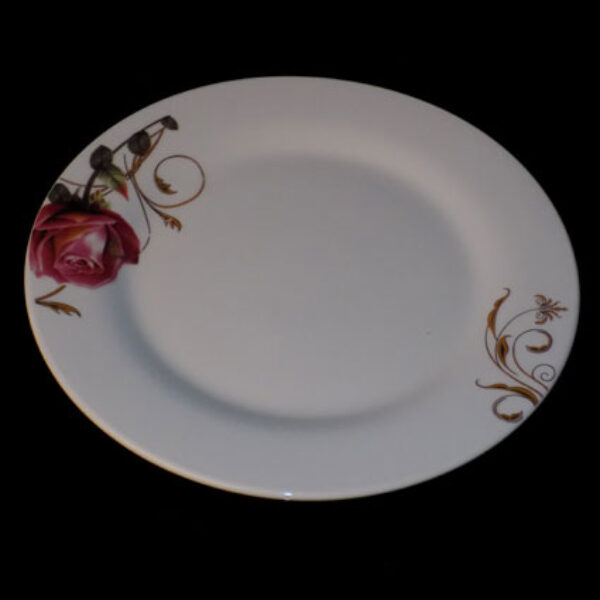 25.4cm / 10" Red Rose Patterned Plate with Metallic Gold (Vitrified)