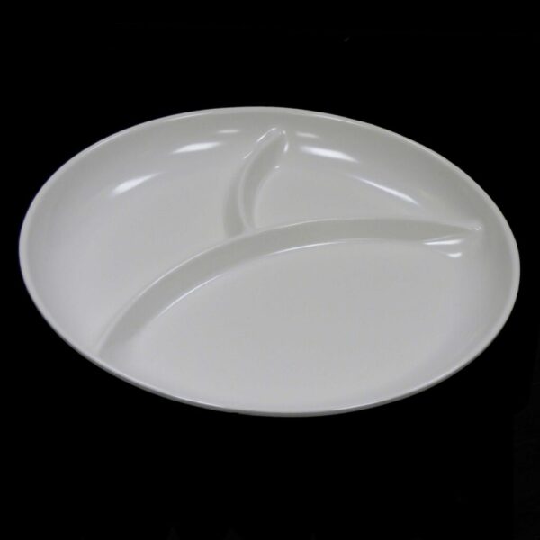 25.5cm / 10" White Plastic 3 Section Plate
