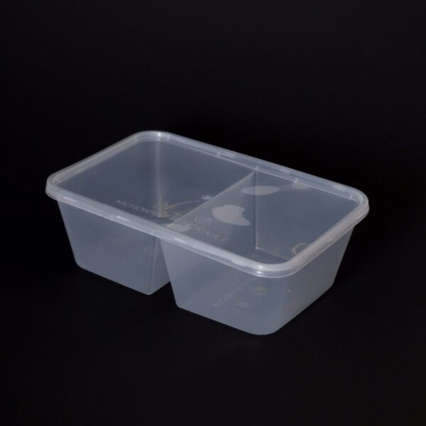 1000cc Rectangular Food Container 2 Section