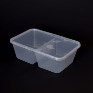 1000cc Rectangular Food Container 2 Section (50:50) 250 sets (T1000D)