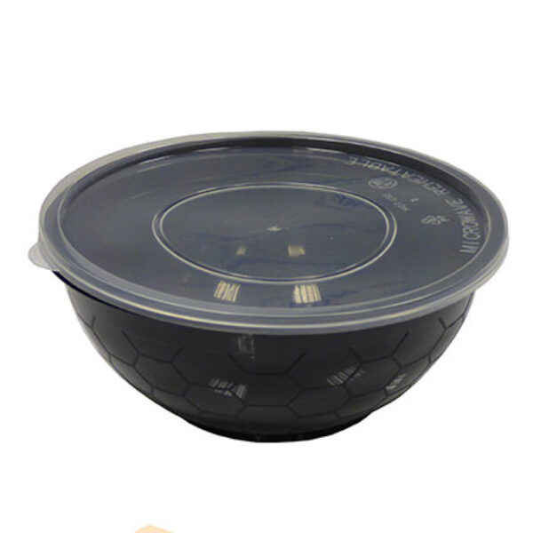 1050cc Round Black Food Container with Lids