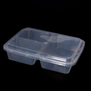 1200cc Rectangular Food Container 3 Section (100 sets)