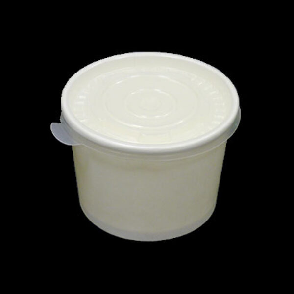 12oz White Heavy Duty Paper Container with Plastic Lid - (500pcs)