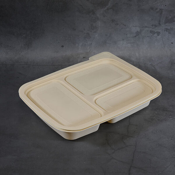 3 Compartment biodegradable food container (100 sets)