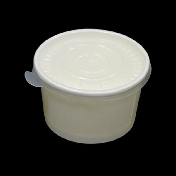8oz White Heavy Duty Paper Container with Plastic Lid - (500pcs)