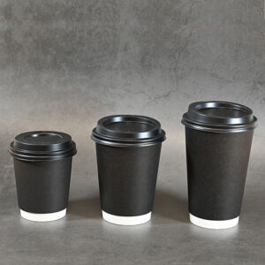 Black Double Wall Disposable Coffee Cup ( Lids sold Separately )