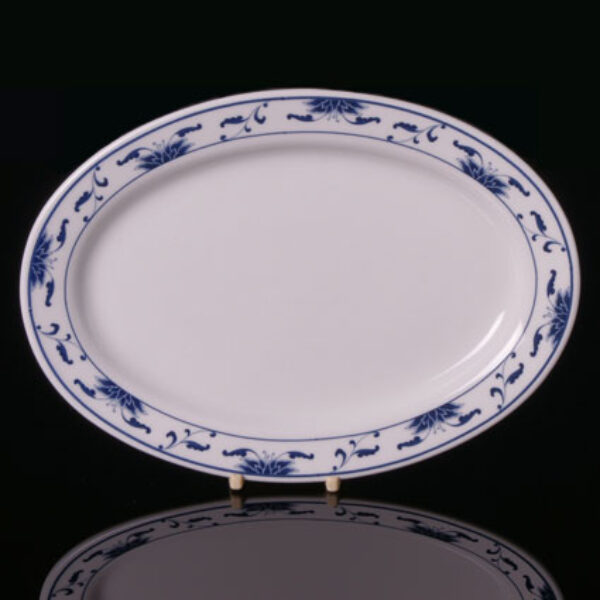 Cameo Blue Oval Rimmed Plate (10.25")