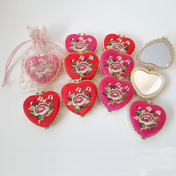 Heart Shaped Mirror with Bag (10pcs)