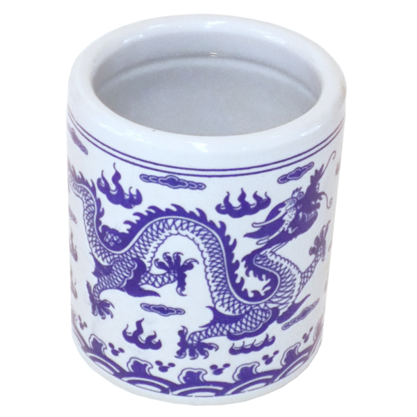 Large Ceramic Pen Holder - Blue Dragon