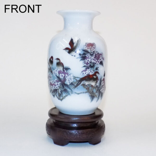 Mini White Vase (Bird and Flowers)
