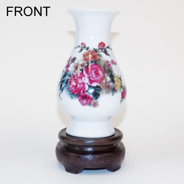 Mini White Vase (Pink Flowers)