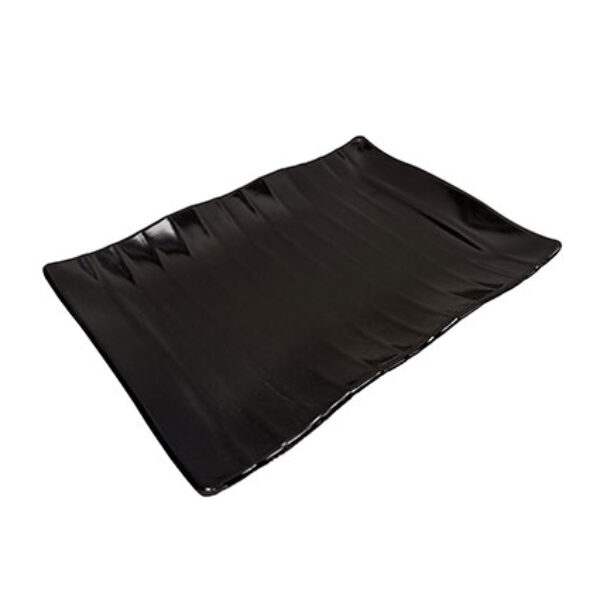 40.6cm / 16" Black Plastic Rectangular Ribbed Pattern Plate