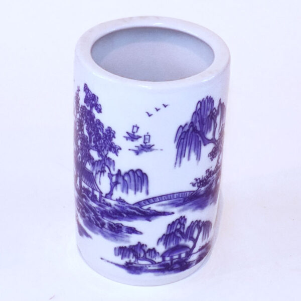Small Ceramic Pen Holder - Blue Scenery
