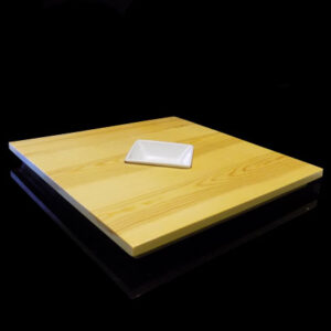 Square Wooden Plank with Saucer
