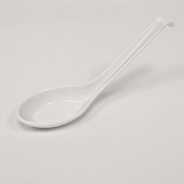 White Plastic Soup Spoon with Hook End (12pcs) @ £0.75 + vat each