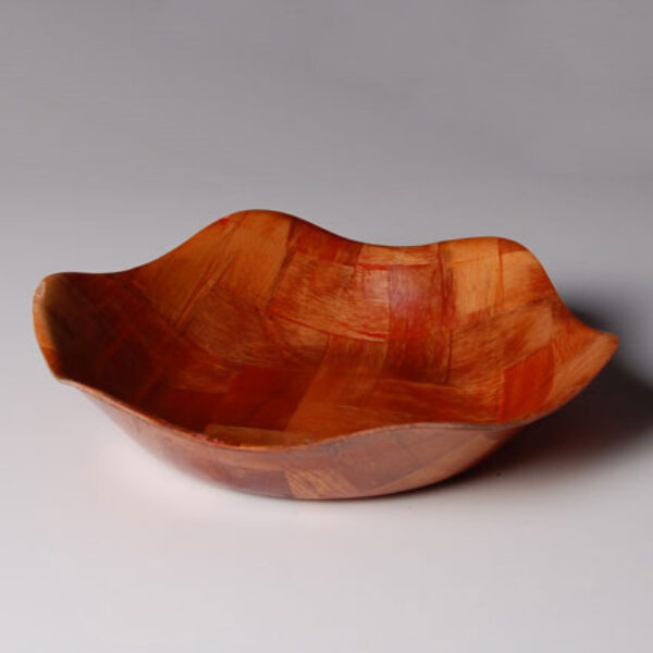 (FA06) Woven Wood Bowl,Petal Shape