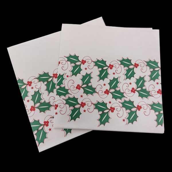 Xmas 'Holly' Wipeable Table Covers, 120cm (50pcs)