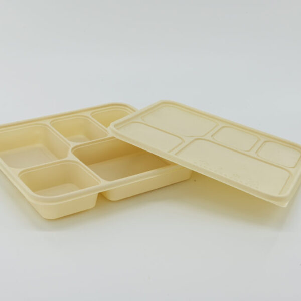 5 Compartment biodegradable food container, 100sets