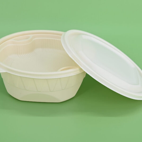 (BIO-D) Corn Starch Bowl Container with Inner Tray 1000ml, 120pcs/ctn