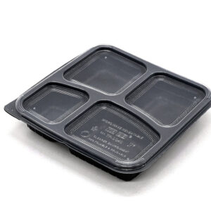 995ml Black 4 Compartment Square Food Container (140ML/250ML/245ML/245ML) (200 sets)