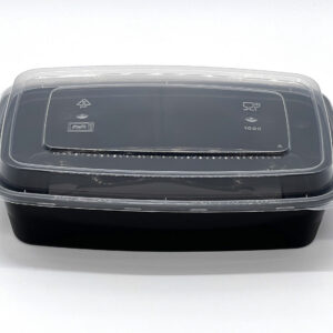 1000cc Rectangular Food container Black Base with Clear Dome Lid 150sets