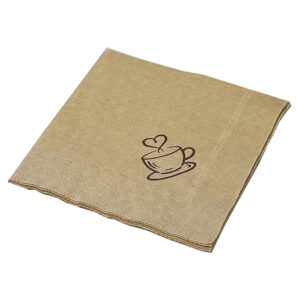 24cm 'Coffee Cup' Pattern Kraft Serviettes (4 Fold) (2000pcs)