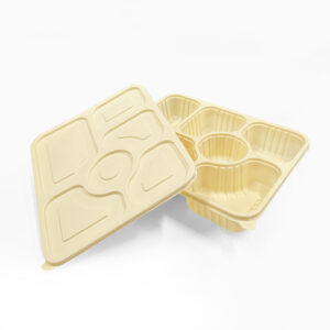 6 Compartment biodegradable food container, 100sets
