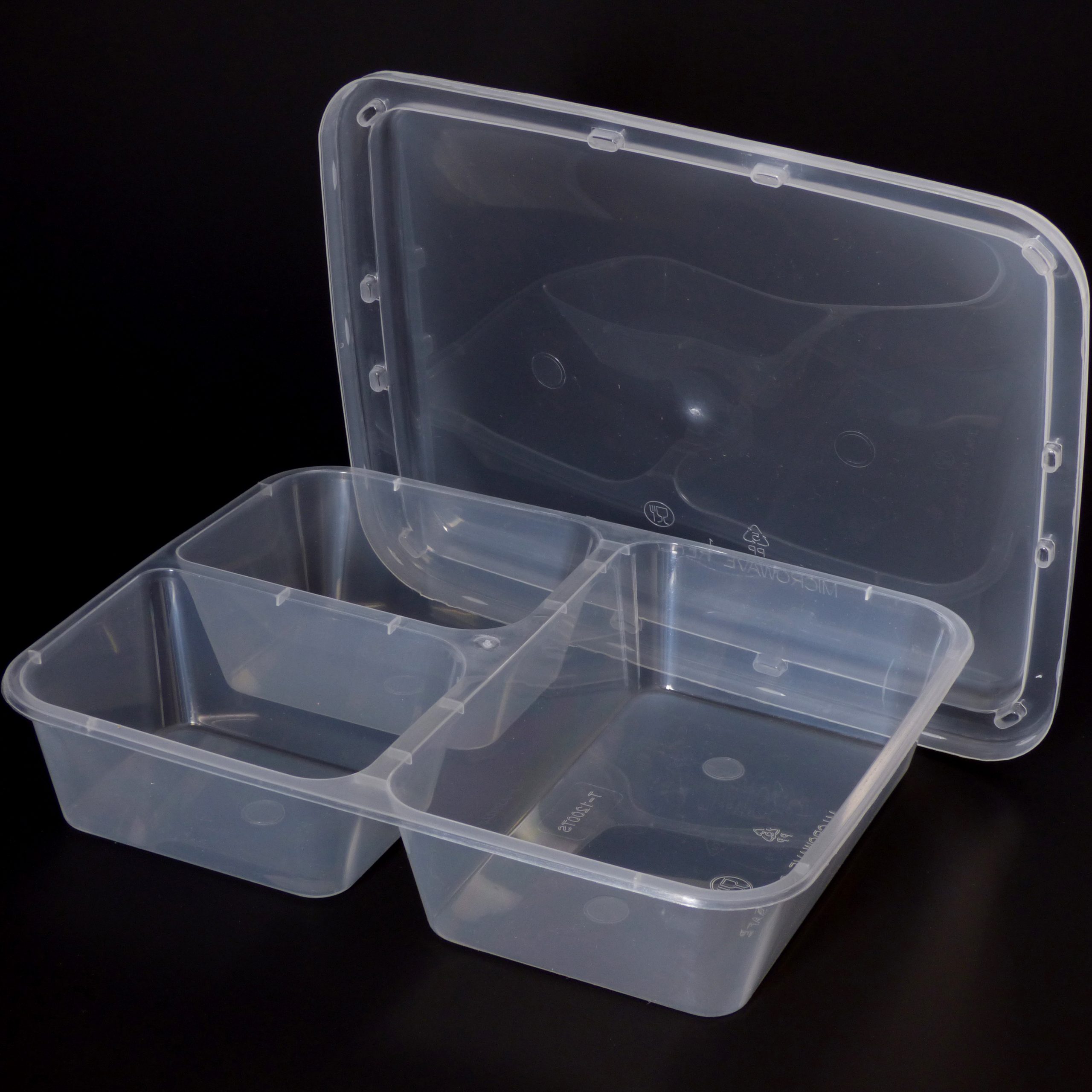 1200cc Rectangular Food Container 3 Section (100 sets) - Image 4