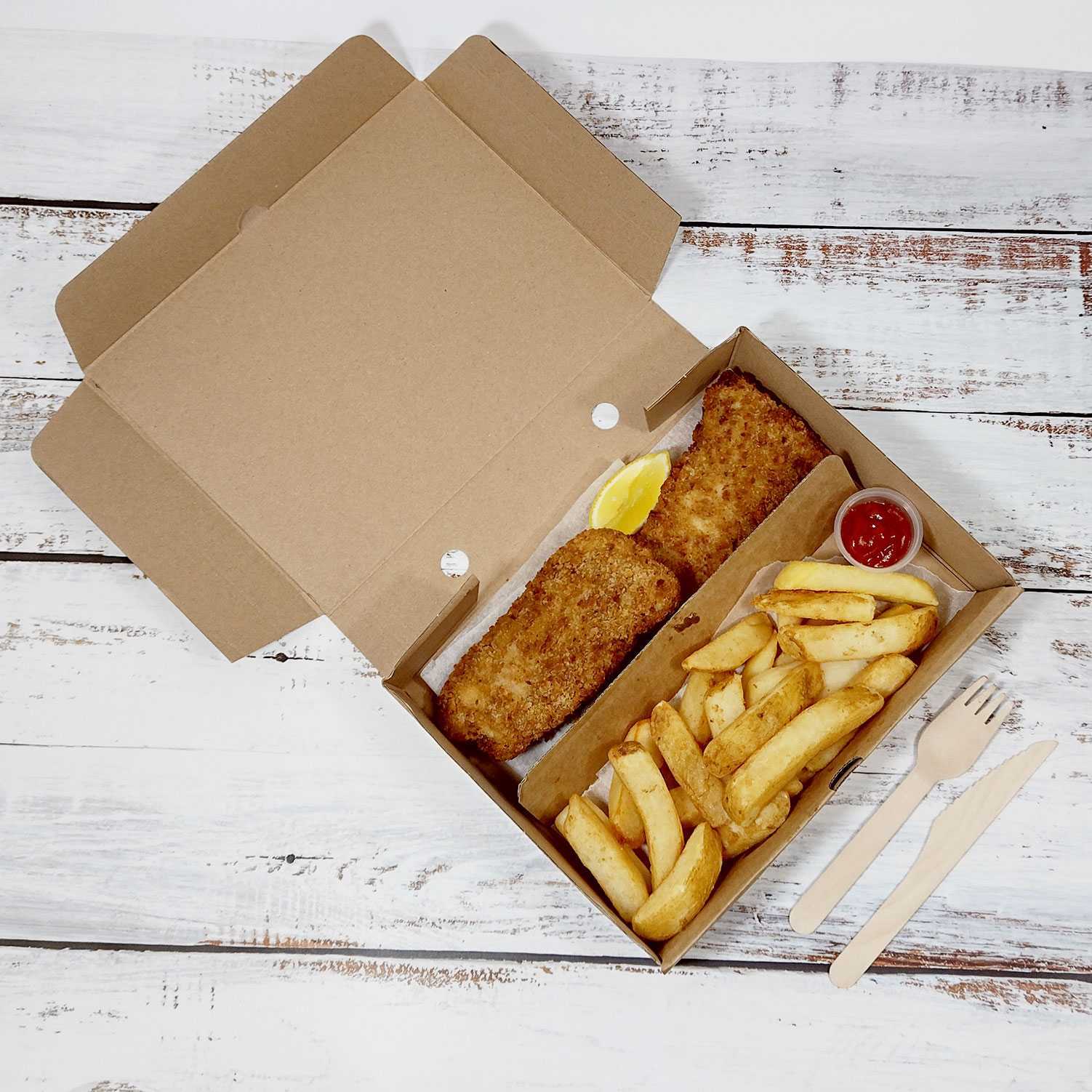 Premium Kraft paper Meal box with divider medium (100pcs) - Image 2