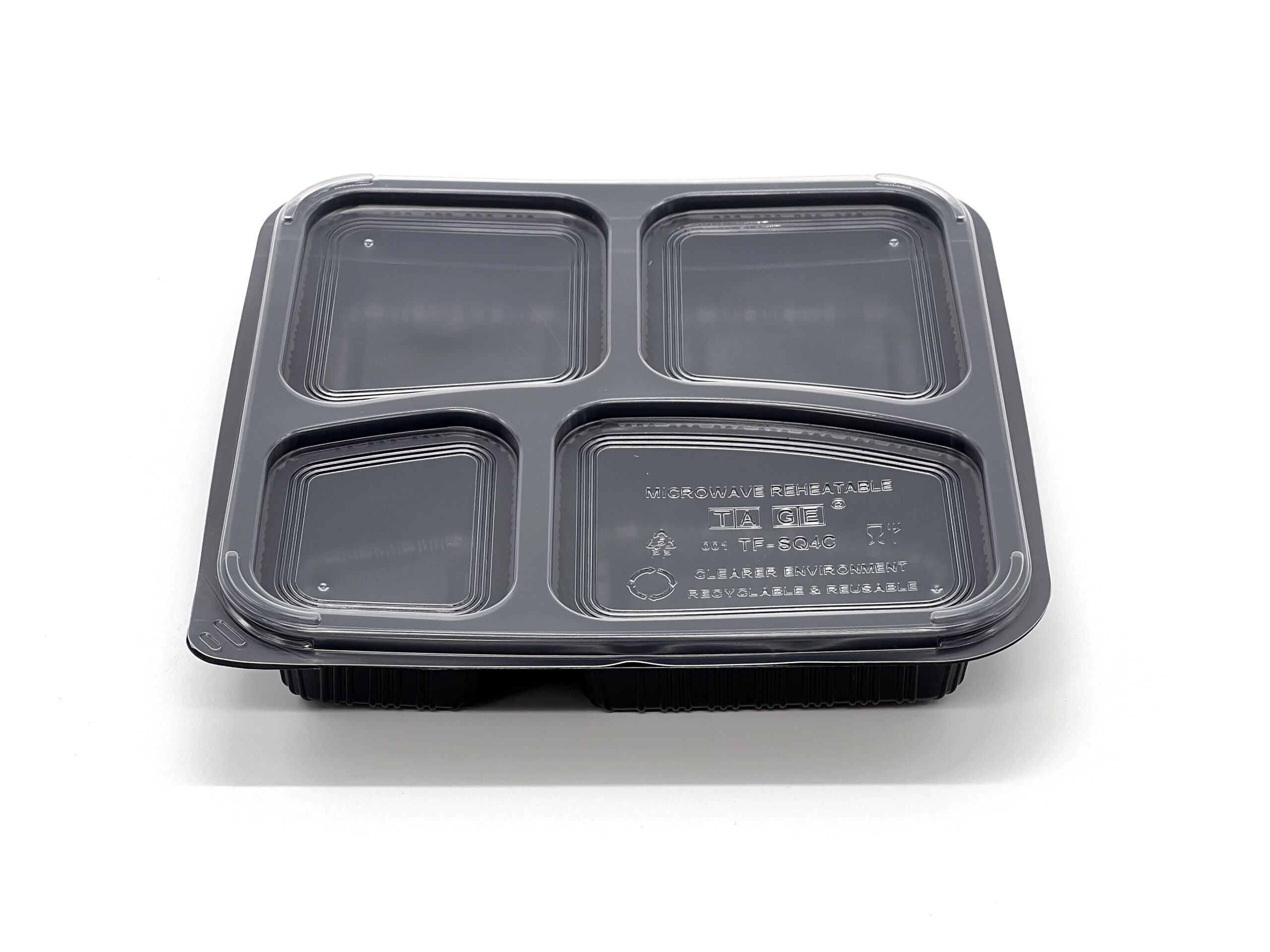 995ml Black 4 Compartment Square Food Container (140ML/250ML/245ML/245ML) (200 sets) - Image 3