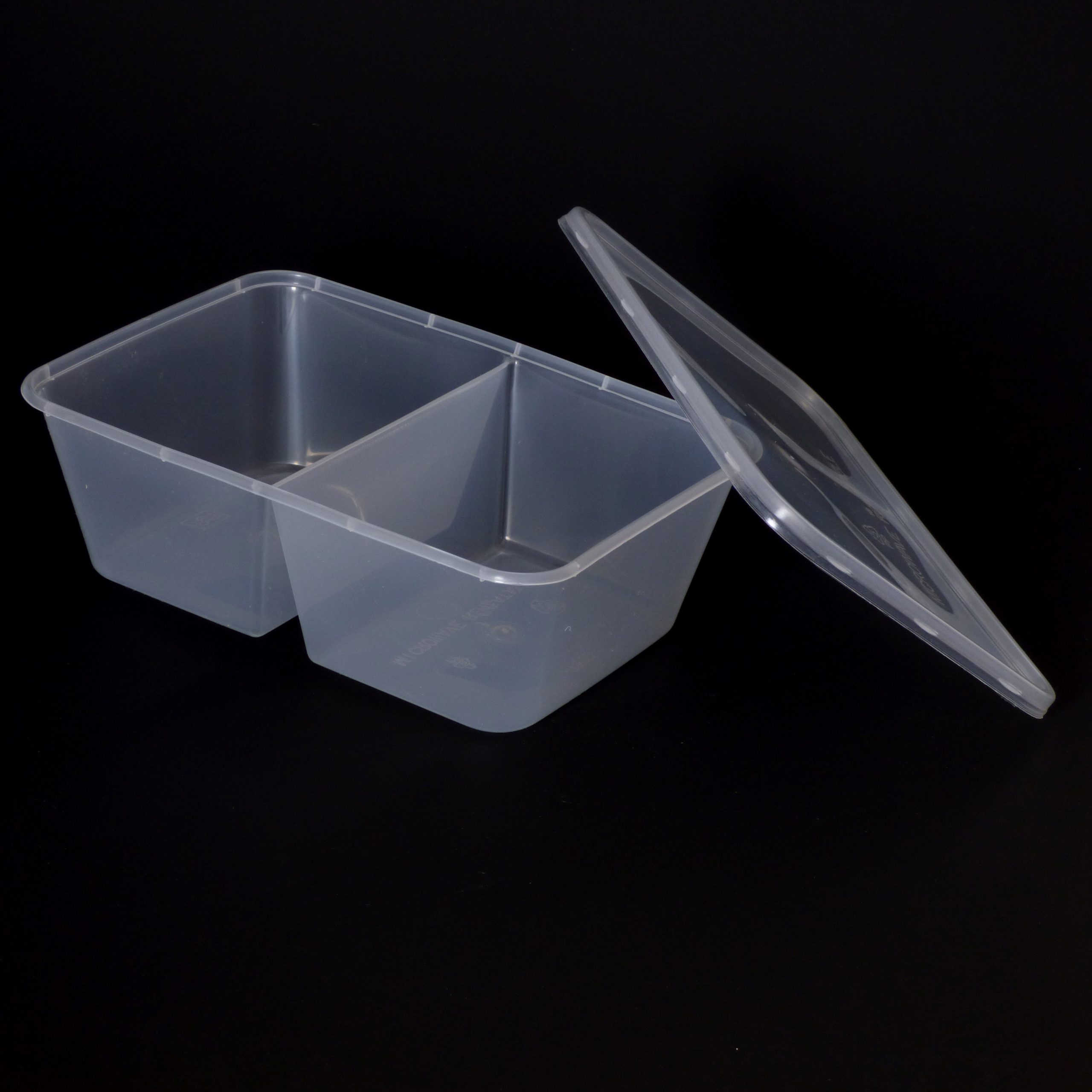 750cc Rectangular Food Container 2 Section (250 sets) - Image 2