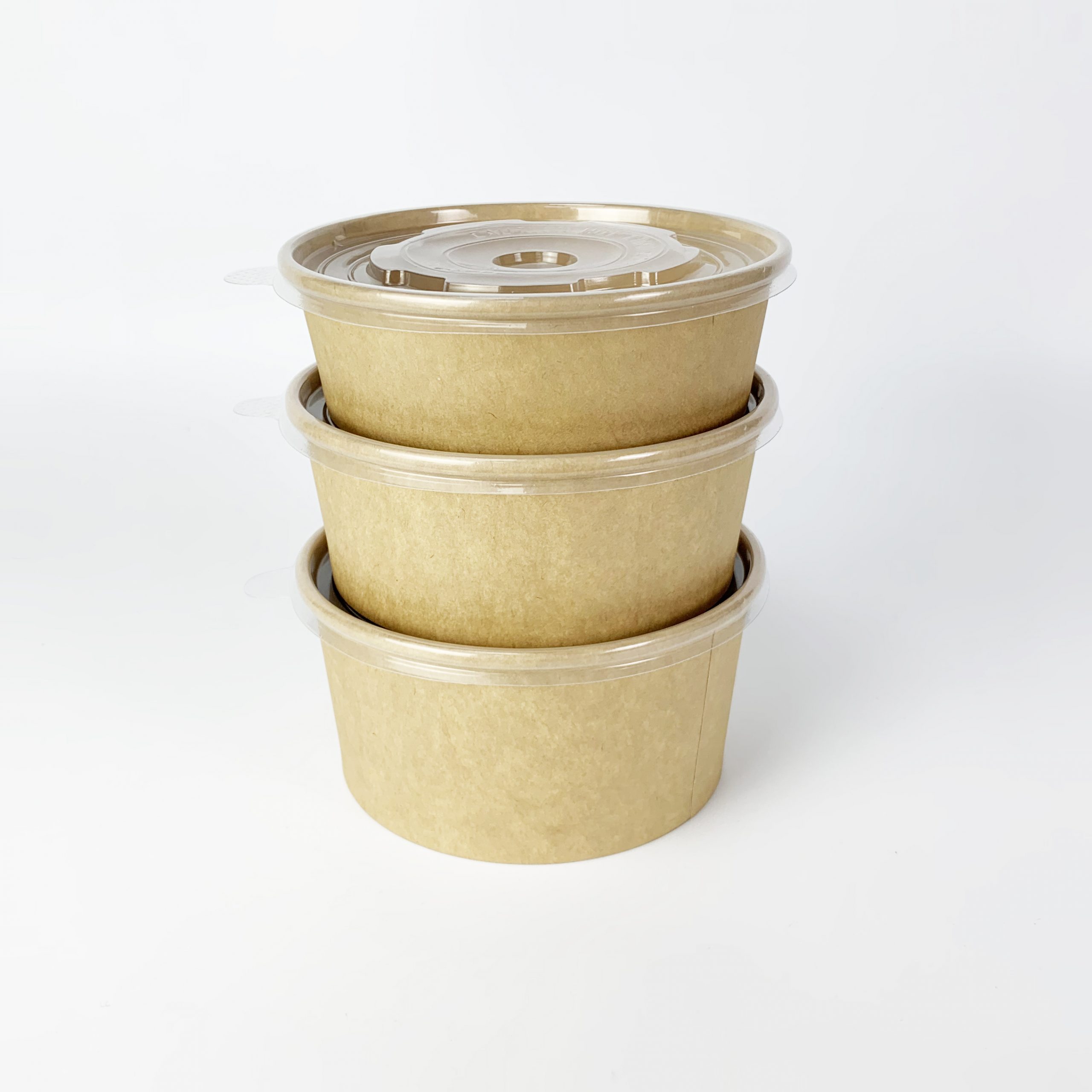 Kraft Paper Food Bowls (500cc) with lids (300 sets) - Image 3
