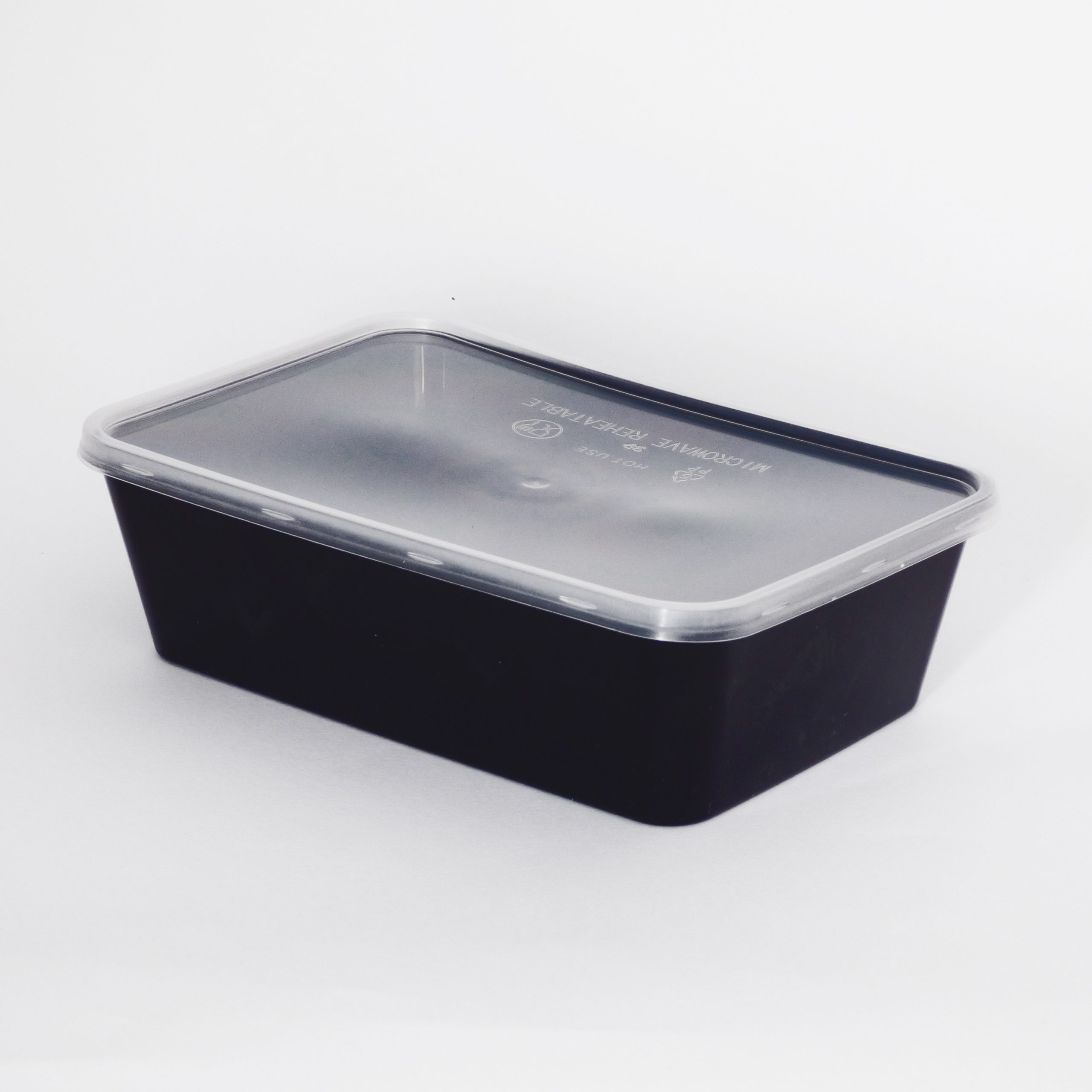 650cc Rectangular Food Container Black Base with Clear Lid 250 sets