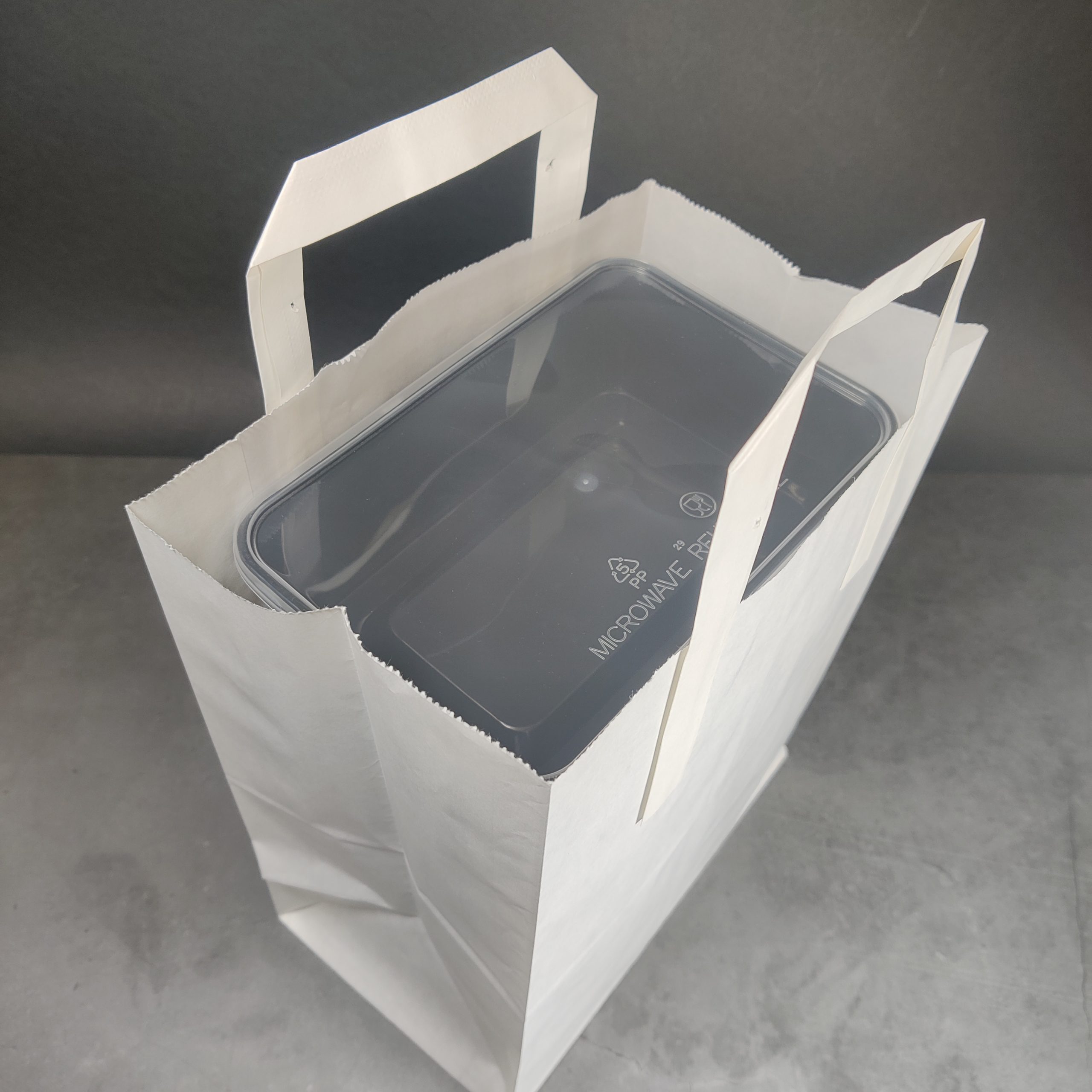 White Kraft Paper Takeaway Carrier Bags (L) (250pcs) @ 8.2p + vat each - Image 3