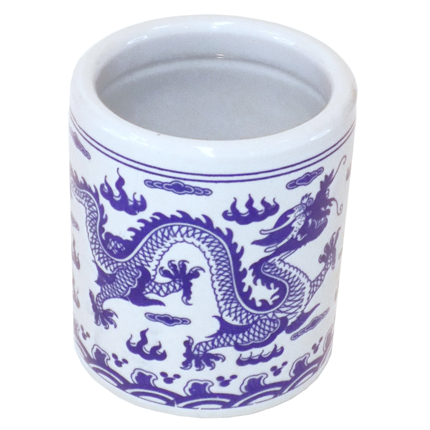 Large Ceramic Pen Holder - Blue Dragon