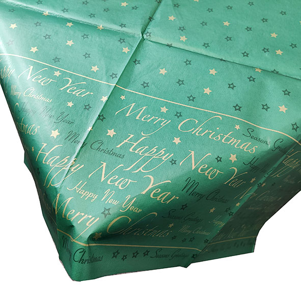 "Merry Xmas Stars/Grn" Wipeable Table Covers, 90cm, (100pcs) - Image 2