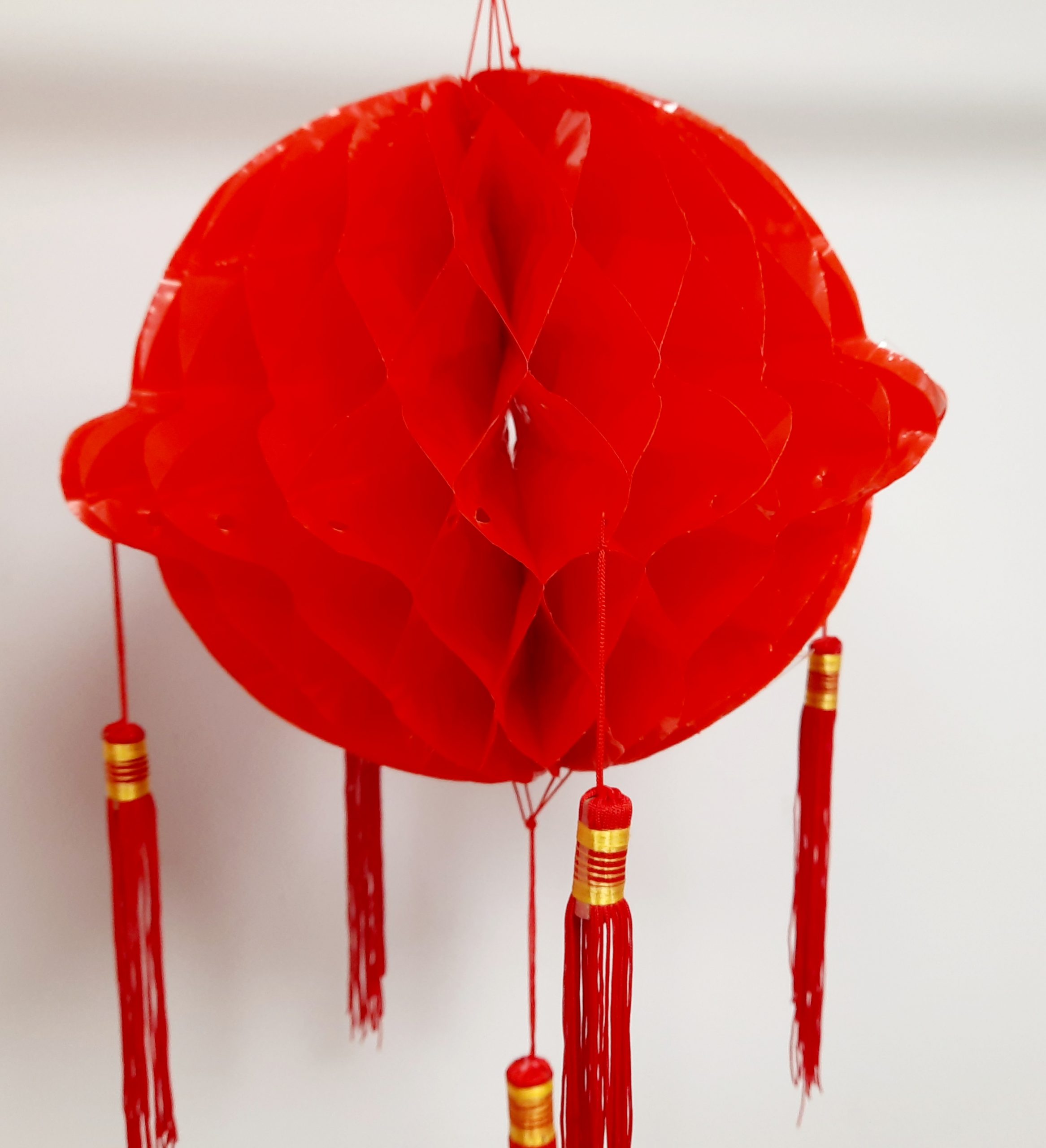 8" Plastic Lantern with 5 Tassels, Pair - Image 2