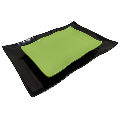 40.6cm / 16" Black Plastic Rectangular Ribbed Pattern Plate - Image 2