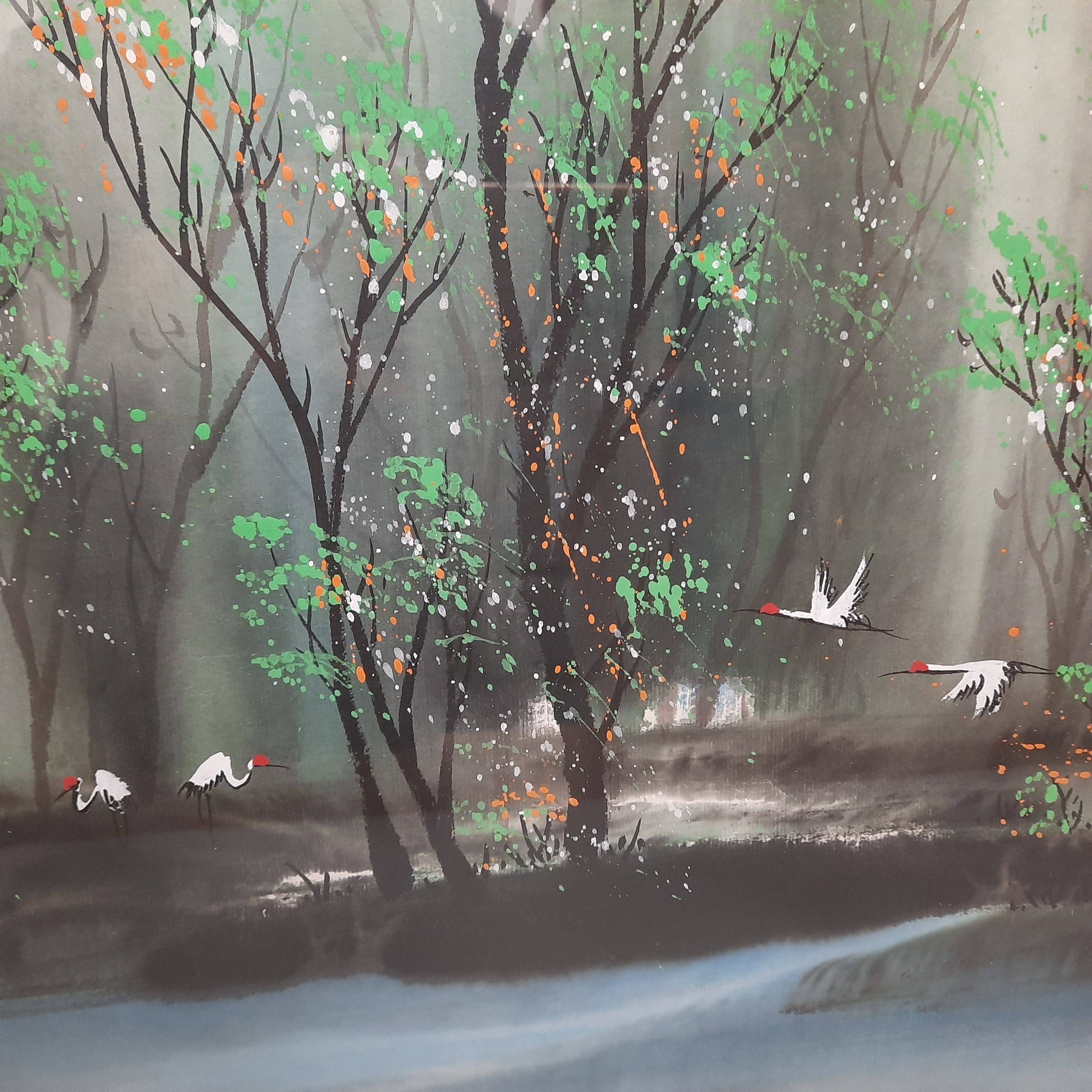 White Cranes in Tranquil Forest ???? - Image 2