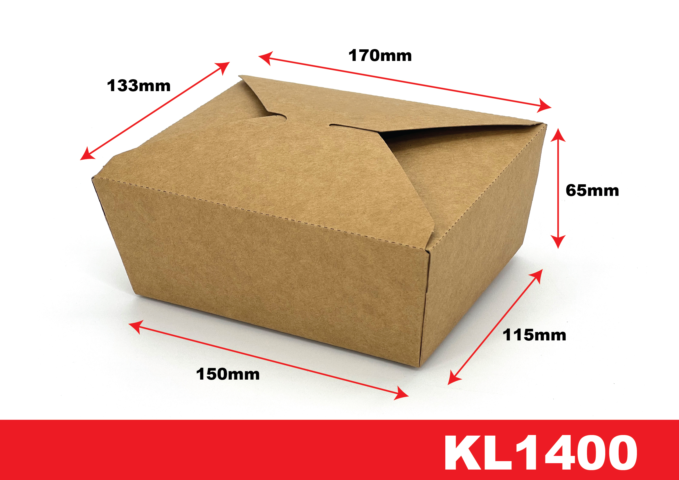 Kraft Paper Takeaway Food Container (1400ml) (200 sets) - Image 4