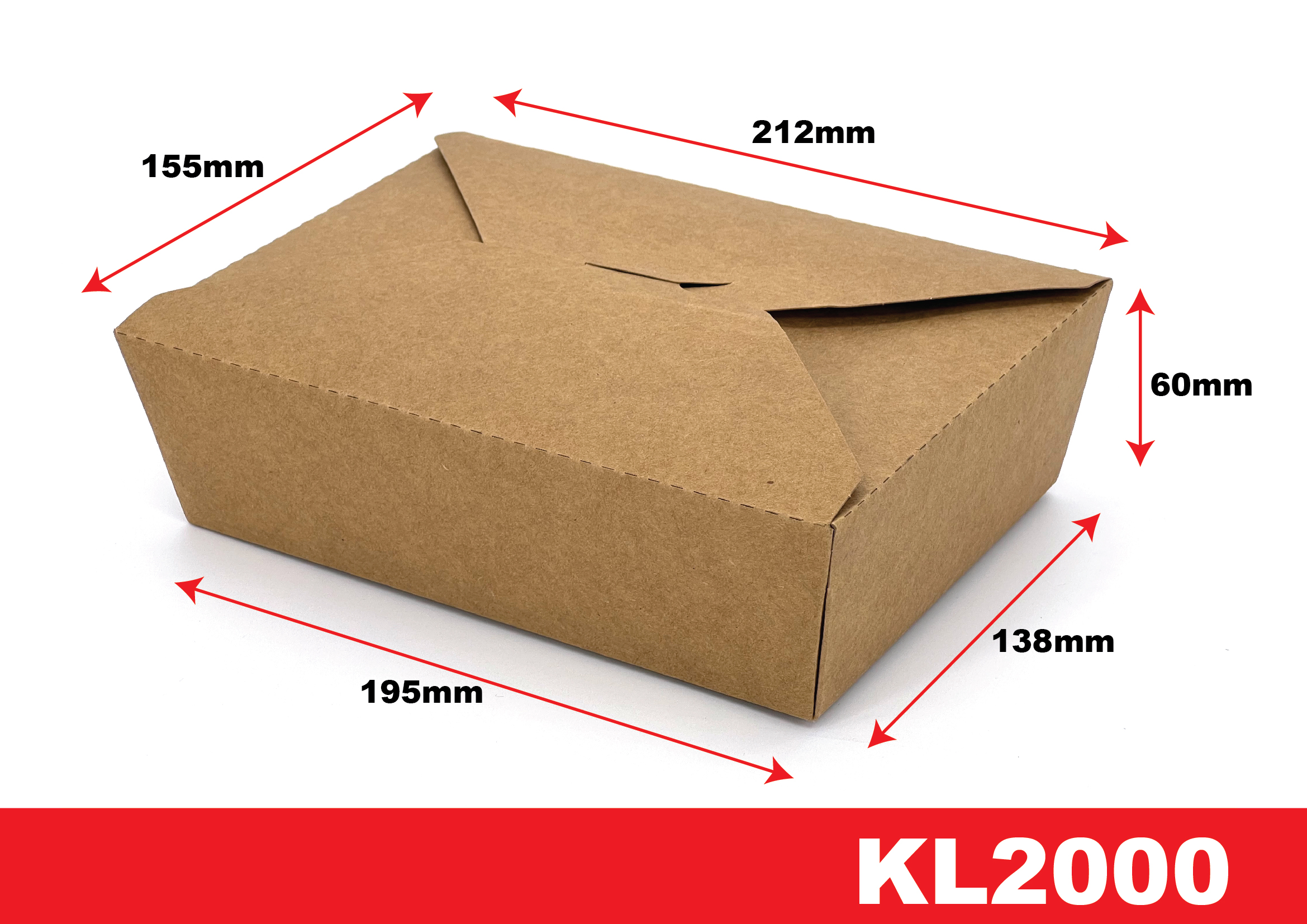 Kraft Paper Takeaway Food Container (2000ml) - Image 4