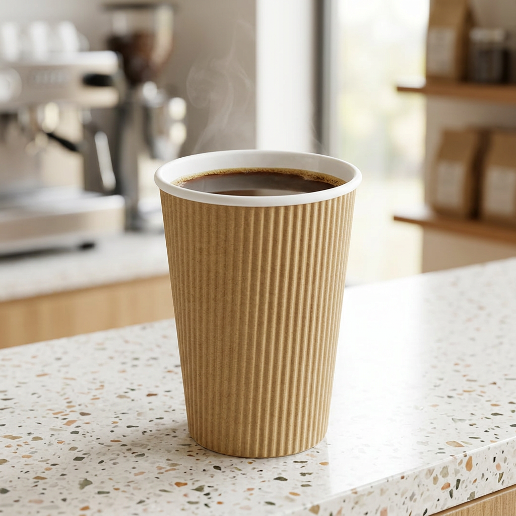 kraft coffee cup 16oz, lifestyle product photo