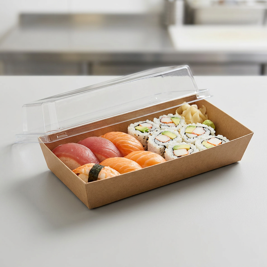 kraft paper sushi box no3 475ml, lifestyle product photo