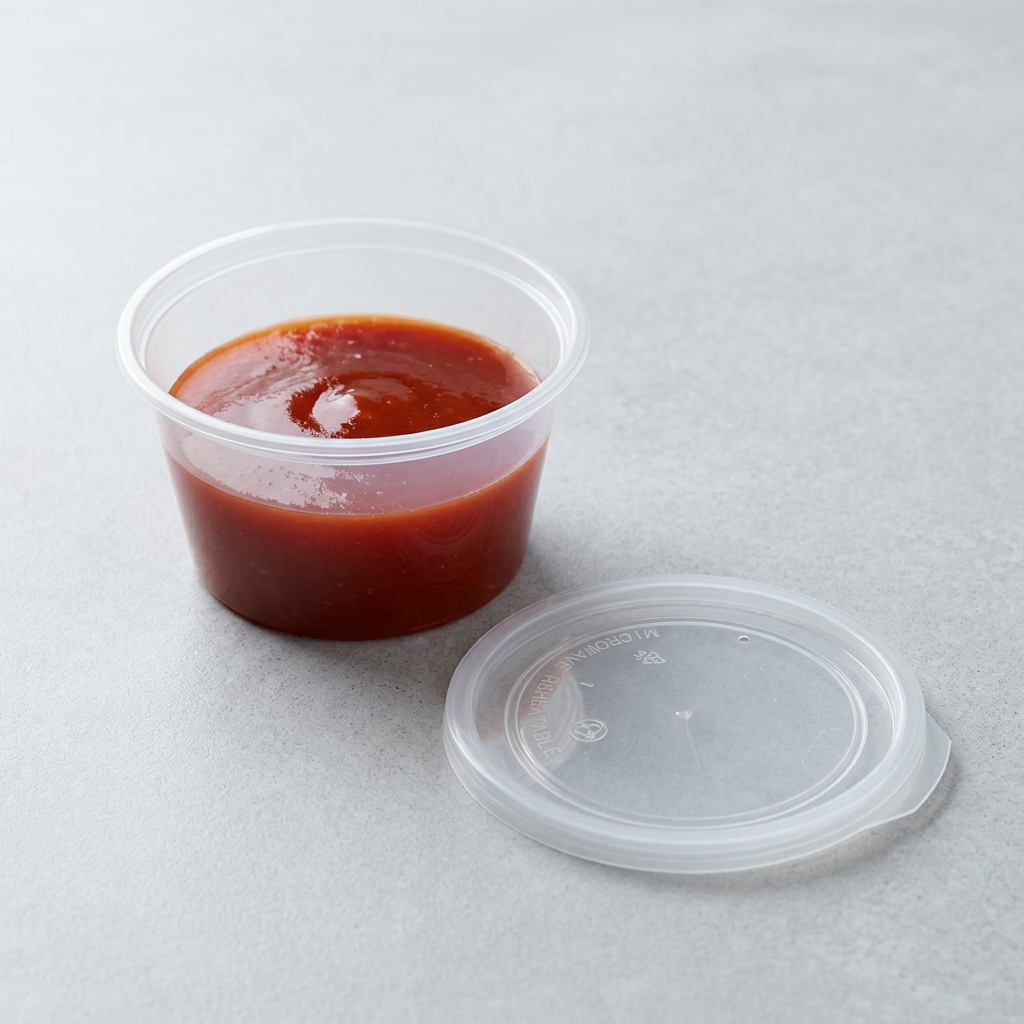 8oz round food container, lifestyle product photo