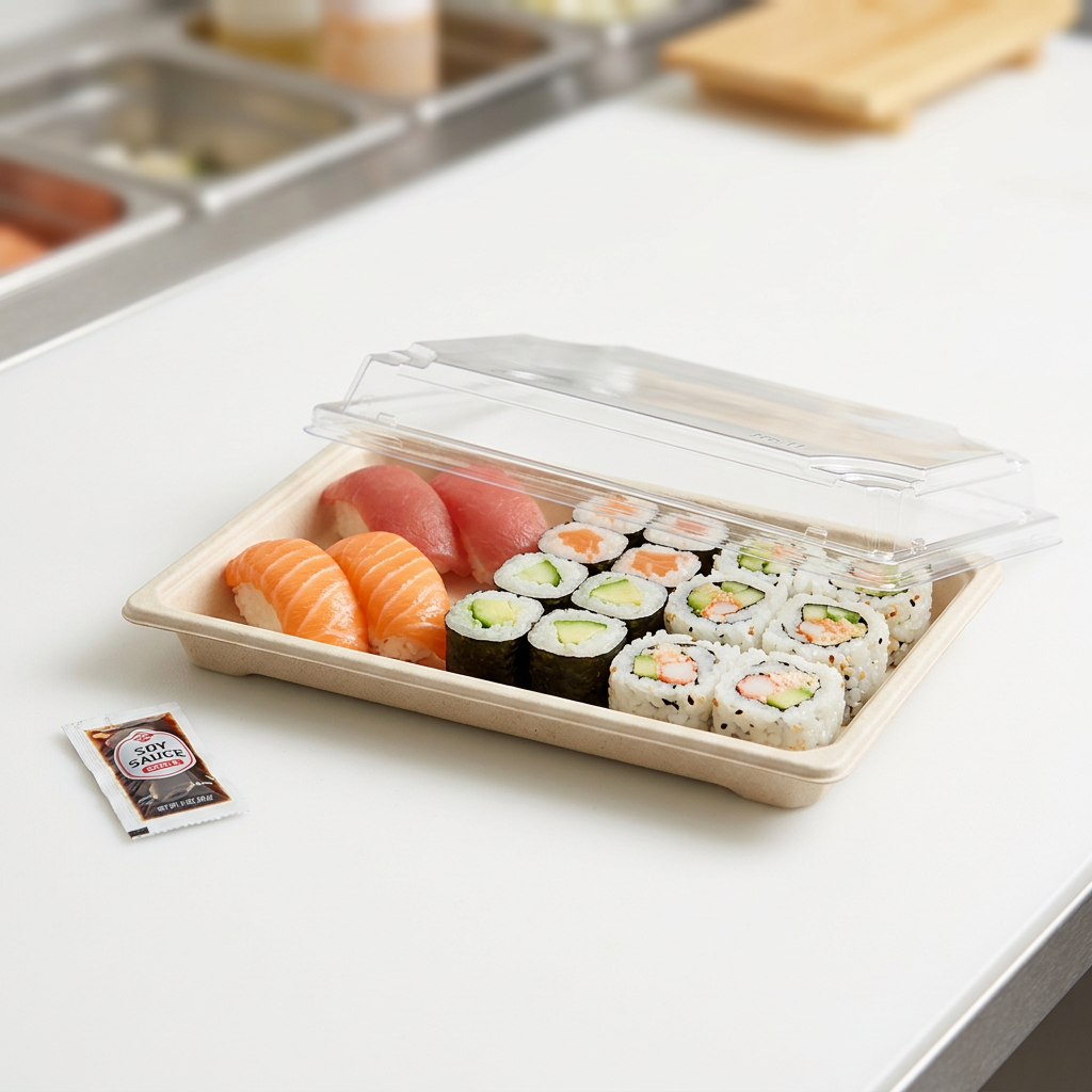 sushi tray clear lid no11, lifestyle product photo