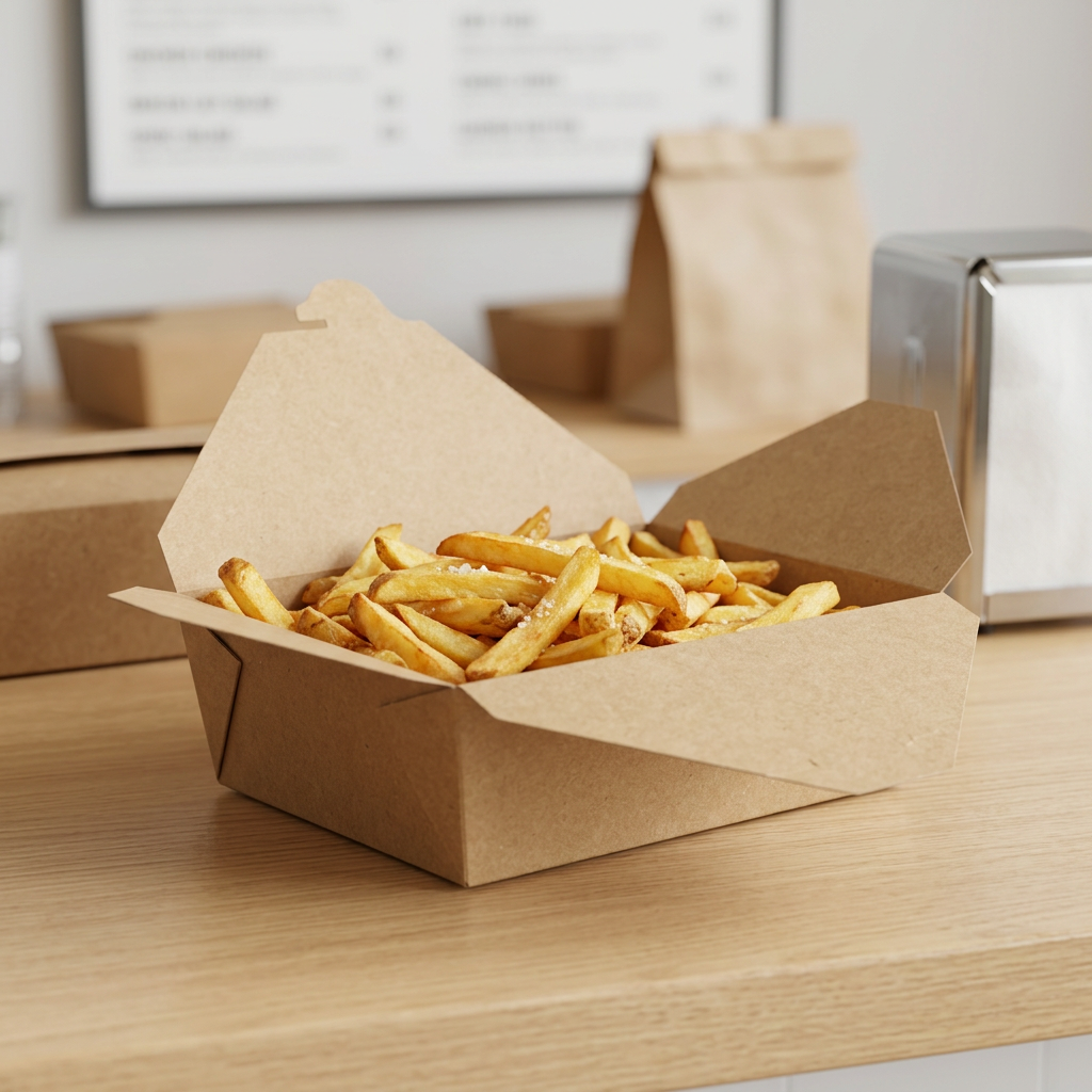 kraft paper container 2000ml, lifestyle product photo