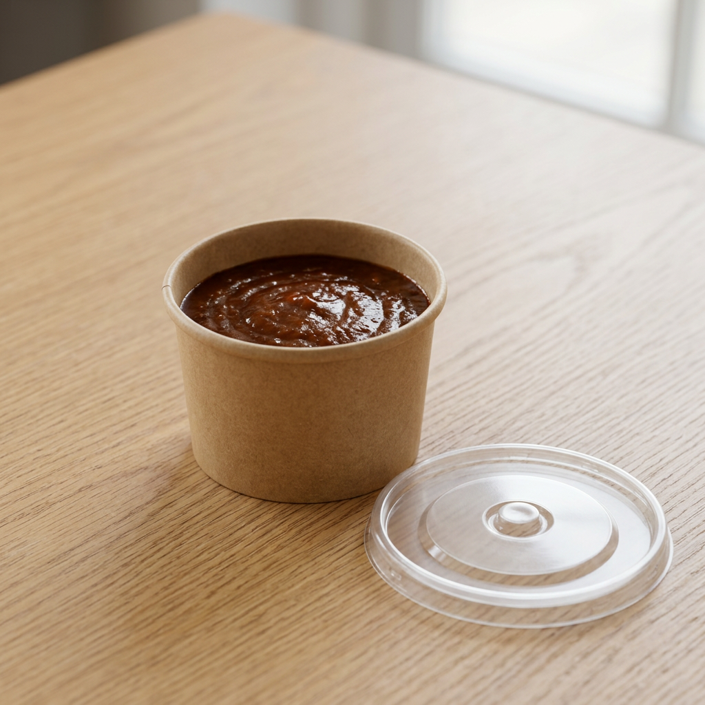 kraft paper container 3 5oz, lifestyle product photo