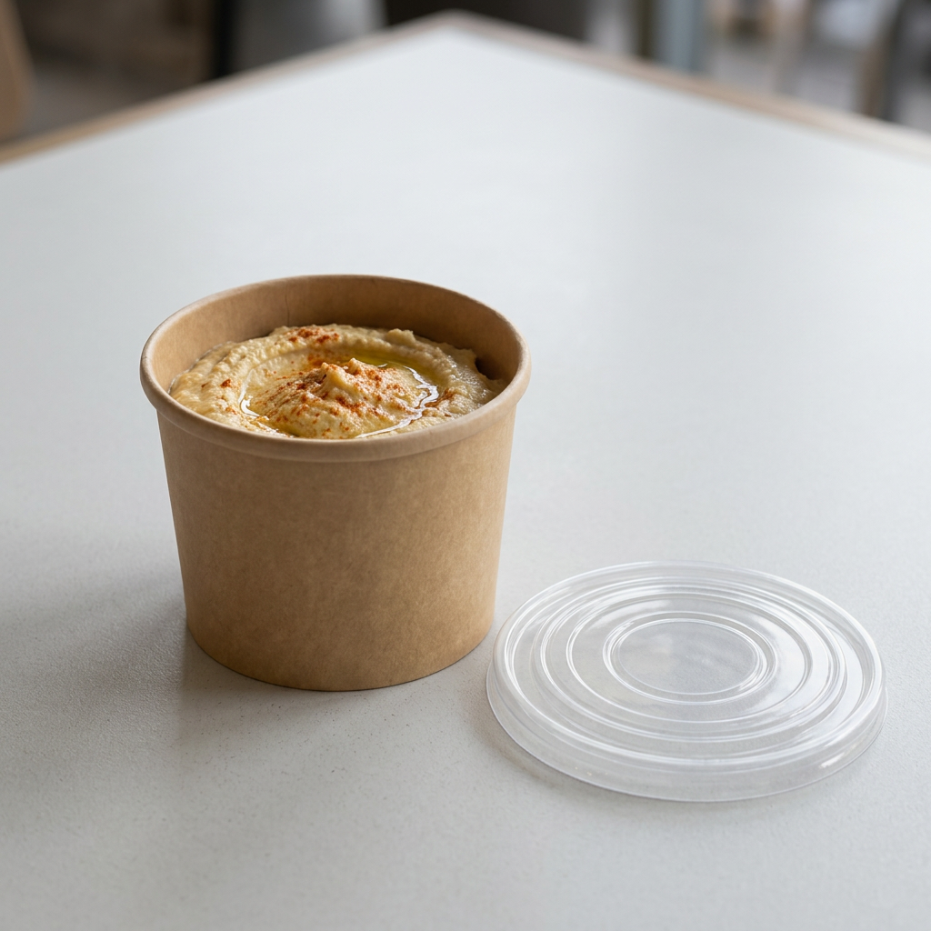 kraft paper container 8oz, lifestyle product photo